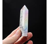 SWRVVMJDTN Aura Electroplating Rainbow Crystal Wand Gemstone White Quartz Point Hexagonal Column Home Decor Ornaments (Size : 5-6cm)