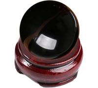 SWRVVMJDTN Obsidian Crystal Ball with Wooden Stand Crystal Ball Gemstone Sphere Figurine Black Decorative Obsidian Sphere for Home Witchcraft,Dia 1.2"