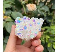 SWRVVMJDTN White Angel Aura Quartz Electroplating White Crystal Cluster Colorful Point Geode Enegry Crystals Decor Ornaments (Size : 200g 1-2pcs)