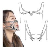 Swtgaah Cyberpunk Metal Mask Nicchia Alien Regolabile Fluidmeccanico Maschera Metemaschere Irregolare Metallo Halloween Punk Maschera Meccanica (Maschera Meccanica 1)