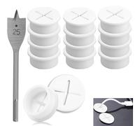 SWTYExt 12 passacavo da 25 mm, passacavo flessibile, in silicone, da scrivania, da tavolo, bianco, passacavo con 1 punta per scrivania, scuola, computer, ufficio