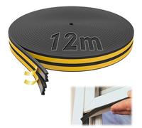 SWTYExt 12m Guarnizione Finestra Legno Guarnizione Porta E Profilo Paraspifferi Finestra Isolante Guarnizioni Finestre Legno Nero Gomma Striscia Autoadesivo per Bloccare Fessure Crepe