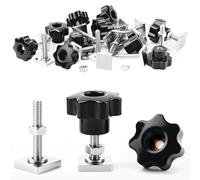 SWTYExt 4 Set Adattatore per Binario a T Acciaio Inox con Écrous en T M6x35mm et Manopola di Serraggio con Filettatura Zigrinata M6 con Dadi Rondelle per Fissaggio Portabici Portapacchi
