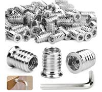 SWTYExt Dado a vite M4 x 8 mm, 30 pezzi, inserti filettati in legno, M4, dadi a esagono incassato esagonale, manicotti filettati zincati, per acciaio, pino, compensato, pannelli compositi