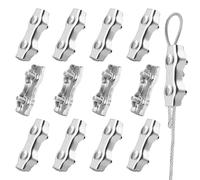 SWTYExt M4 Morsetti per Filo Stendibiancheria 12 Pezzi Morsetti per Cavo Acciaio Duplex Morsetti per Cavi Inox 304 Cavo Acciaio 4mm per Tenda Fissa Appendere Bandiera Ancoraggio Fune Metallico