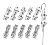 SWTYExt M5 Morsetti per Filo Stendibiancheria 10 Pezzi Morsetti per Cavo Acciaio Duplex Morsetti per Cavi Inox 304 Cavo Acciaio 5mm per Tenda Fissa Appendere Bandiera Ancoraggio Fune Metallico