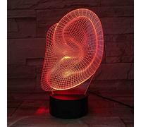 SWTZEQ 3D Illusion Lampade da tavolo a LED Forma dell'orecchio Illuminazione Luce di Notte 16 Colori Controllo Tattile, compleanno, regali di Natale e Capodanno, camera da letto lampada da tavolo per