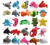 SWUNXION Confezione da 25 Peluche Animali dell'oceano, Giocattoli Imbottiti Creature Marine per Bambini, Portachiavi, Addobbi Albero di Natale, Buste Sorpresa, Calze Befana, Uova di Pasqua, Cane Gatto