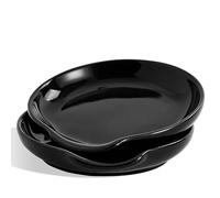 Swuut Set di 2 Per Porta Cucchiaio in Ceramica Per Spatola,Mestoli, Pinze,gadget, cucchiaino da caffè, supporto Per Piano Cottura, Porta Bancone Della Cucina Utensili (Nero)