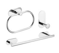 SWVYDC Maniglione da Bagno Portasciugamani in Acciaio Inox Senza Foratura, Portarotolo, Anello Portasciugamani Autoadesivo, Set di Accessori per Il Bagno(Sliver 3pcs Set B)