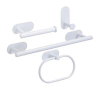 SWVYDC Maniglione da Bagno Portasciugamani in Acciaio Inox Senza Foratura, Portarotolo, Anello Portasciugamani Autoadesivo, Set di Accessori per Il Bagno(White 4pcs Set)