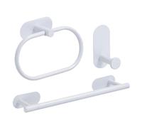 SWVYDC Maniglione da Bagno Portasciugamani in Acciaio Inox Senza Foratura, Portarotolo, Anello Portasciugamani Autoadesivo, Set di Accessori per Il Bagno(White 3pcs Set B)