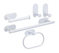 SWVYDC Maniglione da Bagno Portasciugamani in Acciaio Inox Senza Foratura, Portarotolo, Anello Portasciugamani Autoadesivo, Set di Accessori per Il Bagno(White 5pcs Set)