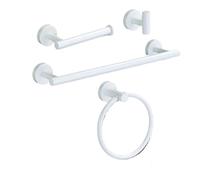 SWVYDC Maniglione da Bagno Set di Accessori per Il Bagno: portasciugamani, Anello per Asciugamani, Porta Carta igienica, Gancio, mensola per Il Bagno, Set di Organizer(White-4PCS Set A)
