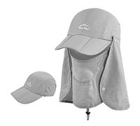 Swygoo Cappello da Baseball per Adulti, Cappello con Visiera Pieghevole con Protezione UV per Viso e Collo, Cappelli da Pesca da Escursionismo per Uomo e Donna (Grigio Chiaro)