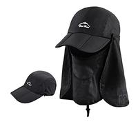 Swygoo Cappello da Baseball per Adulti, Cappello con Visiera Pieghevole con Protezione UV per Viso e Collo, Cappelli da Pesca da Escursionismo per Uomo e Donna (Nero)