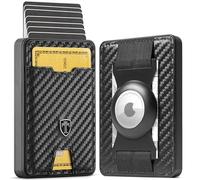 SWYPE Alluminio Portafoglio Uomo Slim - Portacarte Protezione RFID - Porta Tessere piccolo con cinturino Porta Soldi - Portafogli Di Credito - Smart Wallet (AirTag* Nastro di denaro, Carbonio)