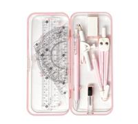 SWYSGS Set Geometria per Studenti, Compasso Goniometro Matematica con Righelli, Scatola di Kit Goniometro per Materiale Scolastico e Scolastico,9 Pezzi