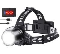 SWZA Lampada frontale a LED, ricaricabile, super luminosa, 10000 lumen, lampada frontale regolabile a 90° e IPX7, impermeabile, per campeggio all'aperto