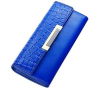 SXBCyan Portafoglio Da Donna Lungo In Vera Pelle Con Pochette Antifurto Da Donna Con Spazzola Portafoglio Atmosfera Di Moda Porta Carte Semplice Portamonete (Color : Sapphire blue)