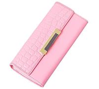 SXBCyan Portafoglio Da Donna Lungo In Vera Pelle Con Pochette Antifurto Da Donna Con Spazzola Portafoglio Atmosfera Di Moda Porta Carte Semplice Portamonete (Color : Pink)