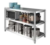 SXBHDM Scaffalatura in acciaio inossidabile a 3 livelli, scaffale moderno multiuso in metallo per piccoli spazi, scaffale per microonde, ripiani per cucina, soggiorno, patio(150x45x80cm)