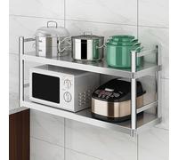 SXBHDM Scaffali portaoggetti da parete in acciaio inossidabile, scaffalature da cucina resistenti a 2 livelli, scaffale organizer per ufficio, garage, dispensa, magazzino(150X35X55CM)