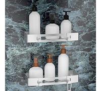 SXCDD Supporto per la conservazione di articoli da toeletta autoadesivo argento supporto per doccia supporto per doccia in acciaio inossidabile supporto quadrato 2 pezzi