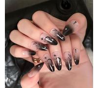 Sxett 24 unghie adesive a mandorla per unghie, lucide, con stelle, luna, a pressione, forniture per manicure