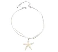 Sxett Collana con ciondolo a forma di stella marina semplice girocollo alla moda semplice catena clavicola multistrato bianca catena per il collo, come descritto