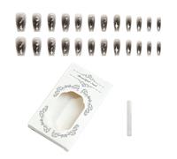Sxett Unghie a pressione Gradienti nere con Stella Unghie finte Sfumature nere Coperture complete Stick on Nails Lunghe Unghie finte per donna