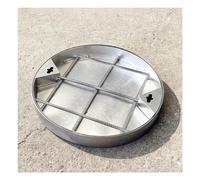 SXEVZOO Chiusino Invisibile E Telaio, Coperchio Per Fossa Settica Rotondo In Acciaio Inox Con Base, Copertura Fognaria Rinforzata Per Vialetti Passerelle(Dia 66cm/26in)