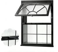 SXEVZOO Finestra di Ventilazione Nera con Apertura Verso l'esterno | Finestra Idraulica in Alluminio con Vetro Privacy Orientabile a 45° per Progetti di Pareti(W65xH80cm)