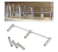 SXEVZOO Parapetto in acciaio inossidabile per mensole, set di barre di rinforzo per scaffali portabottiglie in legno/galleria, Anti-Chute 30~100cm per cucina/bagno(Silver-A,53cm)
