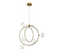 sxfcgs Lampadario a LED, lampada a sospensione di metà secolo a 6 luci, paralumi a sfera in vetro for ingresso, sala da pranzo, soggiorno, camera da letto, ottone spazzolato