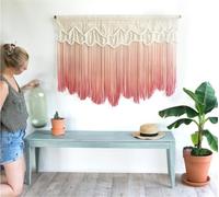SXHEYUY Grande Macrame Arazzo da Parete, Macrame Woven Wall Hanging Hanging Boho Chic Bohemian Home Geometric Art Decor Camera da Letto Soggiorno Decorazioni,Rosa,120 * 80cm