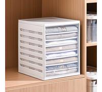 SXHEYUY Organizer Armadio Cassetti, Organizer Armadio Salvaspazio Cassetto Organizer Pieghevole Divisori Scatole Portaoggetti con 7 Scomparti, per Pantaloni, Camicie, Maglioni,Clear,7 Partitions