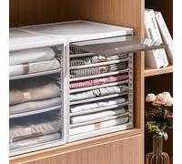 SXHEYUY Organizer Armadio Cassettiera per Jeans Organizer per cassetti impilabile e Robusto Contenitori per Armadio salvaspazio più Spessi Scatole Portaoggetti per Jeans, Maglione,Grigio,3 Partitions