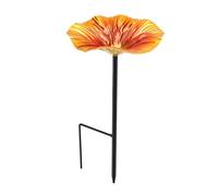 Sxhlseller Abbeveratoio per Uccelli in Metallo Antiruggine |Abbeveratoio per Uccelli con Picchetti da Terra per la Decorazione del Giardino (Orange)