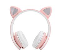 Sxhlseller Auricolare Bluetooth Cat Ear, Cuffie Wireless con Riduzione del Rumore della Luce LED con Microfono e 10 Ore di Riproduzione, per Bambini Adulti Chiamate Musicali K Song (PINK)