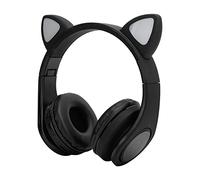 Sxhlseller Auricolare Bluetooth Cat Ear, Cuffie Wireless con Riduzione del Rumore della Luce LED con Microfono e 10 Ore di Riproduzione, per Bambini Adulti Chiamate Musicali K Song (BLACK)
