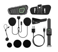Sxhlseller Auricolare Interfono Bluetooth per Moto, Interfono Radio da 10 Km con Interruttore Push to Talk Wireless, Riduzione del Rumore, Impermeabile, per Casco da Ciclismo