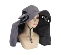 Sxhlseller Cappello da Ventola Solare all'aperto, Raffreddamento del Cappello da Pesca Design del Lembo Largo Sudore Brim Assorbente Prova Traspirante Prove di Pioggia per l'escursionismo (Grey)