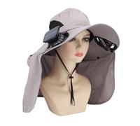 Sxhlseller Cappello da Ventola Solare all'aperto, Raffreddamento del Cappello da Pesca Design del Lembo Largo Sudore Brim Assorbente Prova Traspirante Prove di Pioggia per l'escursionismo (Silver)