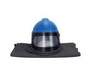 Sxhlseller Casco per Sabbiatura Resistente con Lente a Doppio Strato, Presa D'aria Regolabile per Tagli su Larga Scala, Aree Cariche di Polvere, Tela ABS Blu Grigio