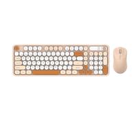 Sxhlseller Combo Tastiera e Mouse Wireless Ricaricabili, Kit Bluetooth 2.4G Dual Mode a 98 Tasti, Silenzioso Ergonomico da 1800 DPI per PC Portatile, Layout Compatto in ABS (Tè al latte)