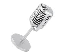 Sxhlseller Microfono di Scena per Cantare, Microfono Finto per Riprese, da Palcoscenico Altamente Simulato per Fotografia, Regali, Decorazioni, 3,1x6,5x2 Pollici, 63 G (SILVER)