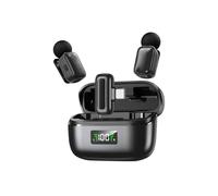 Sxhlseller Microfono Lavalier Wireless con Tipo C, Riduzione del Rumore AI, Cambio Voce, Durata della Batteria di 20 Ore, Plug and Play per la Registrazione Video (BLACK)