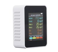 Sxhlseller Monitor di qualità Dell'aria Interna - CO2 PM2.5 PM10 Rilevatore TVOC HCHO con Allarme, Tester D'aria Portatile con Schermata di Retroilluminazione LCD per Home Office (WHITE)