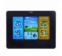 Sxhlseller Orologio Meteorologico Digitale Wireless con umidità Interna | Display LCD a colori, grafico dell\'andamento barometrico, 6 previsioni meteorologiche, allarme punto gelo, per l\'ufficio